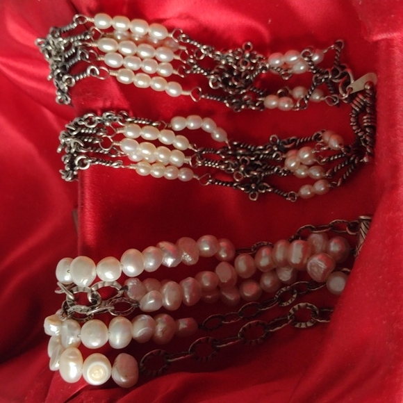 Bridal Art Nouveau Pearl  .925 Sterling Silver Cho - Picture 5 of 10